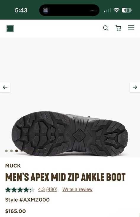 Men’s original MUCK BOOTS APEX MID ZIP ANKLE BOOT Black Size 14 NWT NO BOX  $165 main image 5